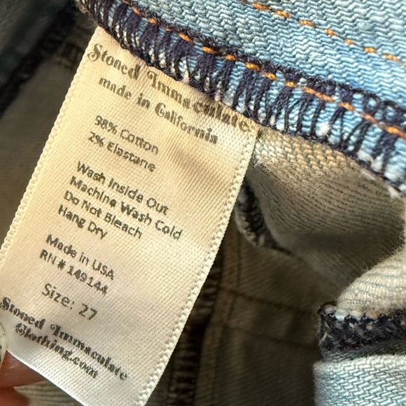 Stoned Immaculate Waiting For the Sun Bell Bottom Jeans Topanga Denim Women’s 27 - Picture 16 of 16